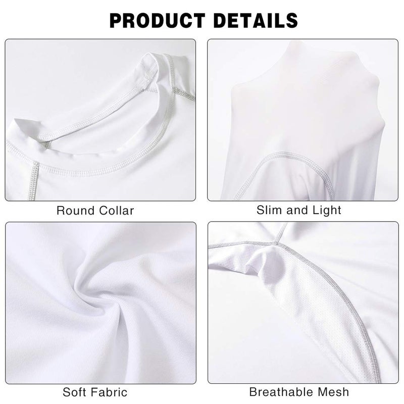 MEETYOO Men's Compression Shirt, White, X-Large - Image 3